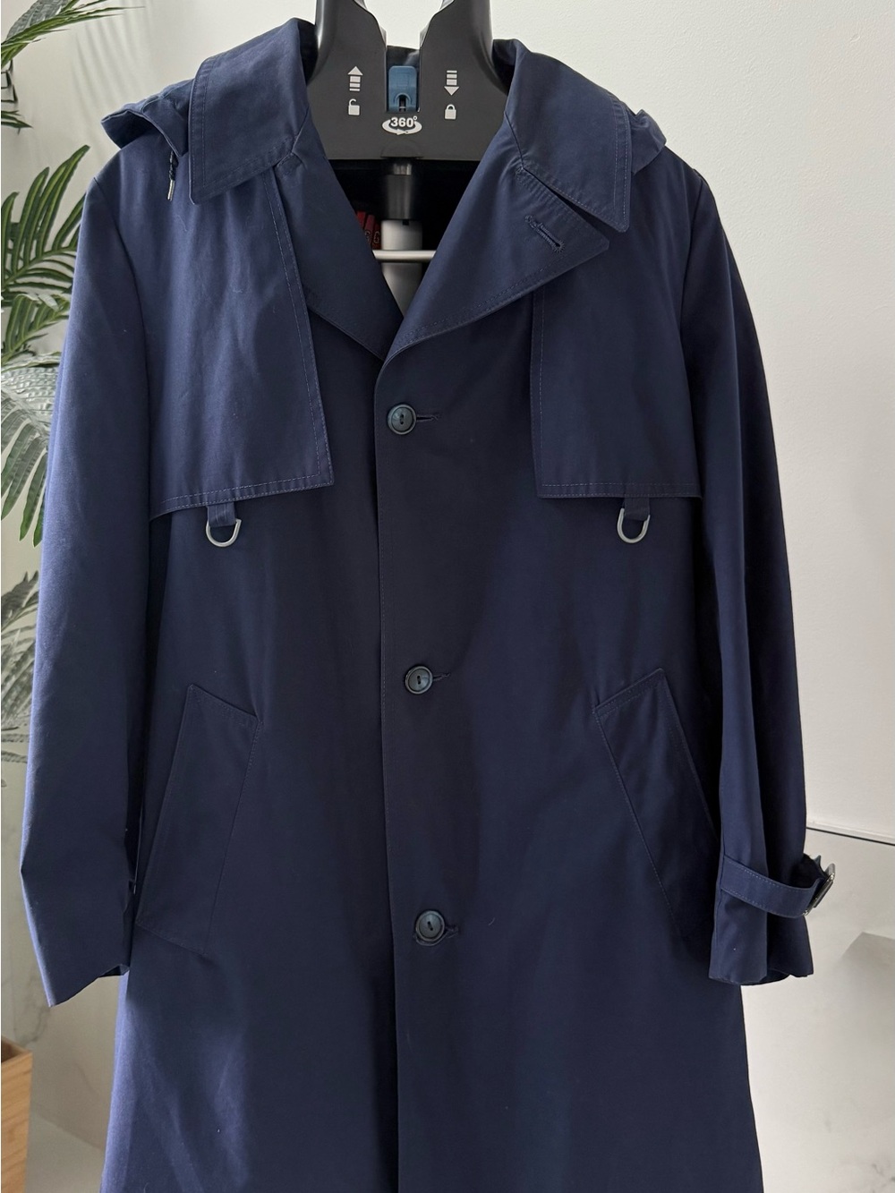 VTG 70s Skaggerac Academy Clothes Faux Fur Lined Zip Out Trench Coat Navy 42